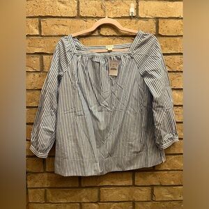 Crewcut Girls Blue and White Striped Shirt